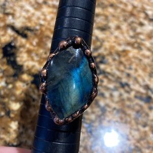 Labradorite copper adjustable Ring OS rings statement